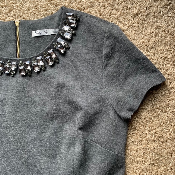 Eliza J Jeweled Collar Fit and Flare Dress - Picture 4 of 5